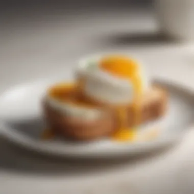 Elegant Poached Egg A perfectly poached egg resting on a toasted slice of bread, showcasing the yolk's richness.
