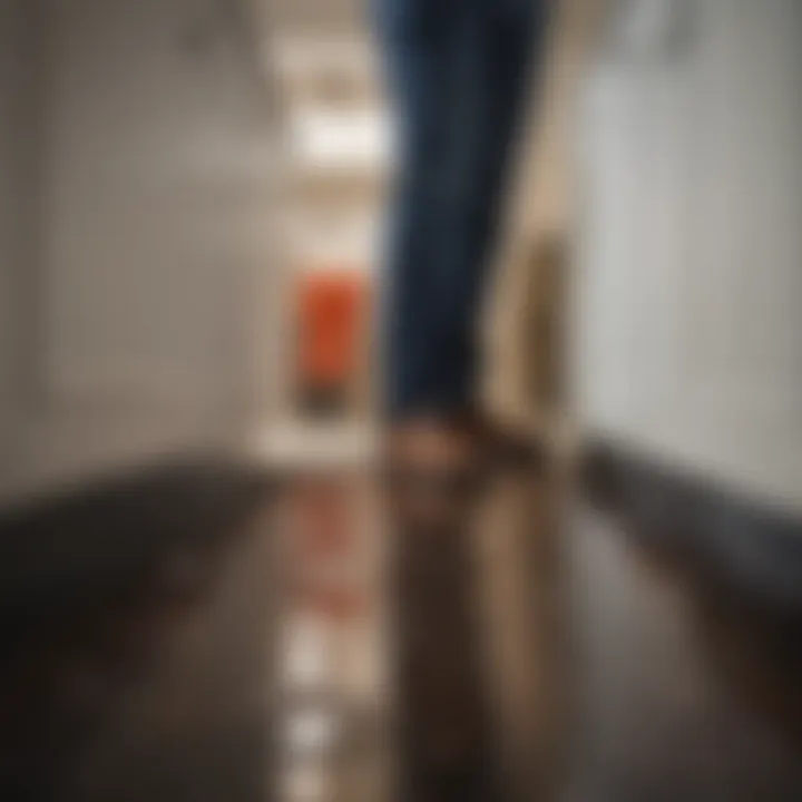 A person checking under the sink for clogs