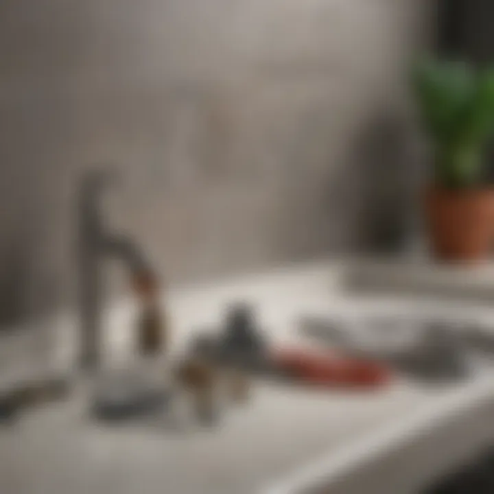 Plumbing tools arranged neatly on a countertop