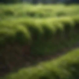 Lush green lawn affected by moss growth