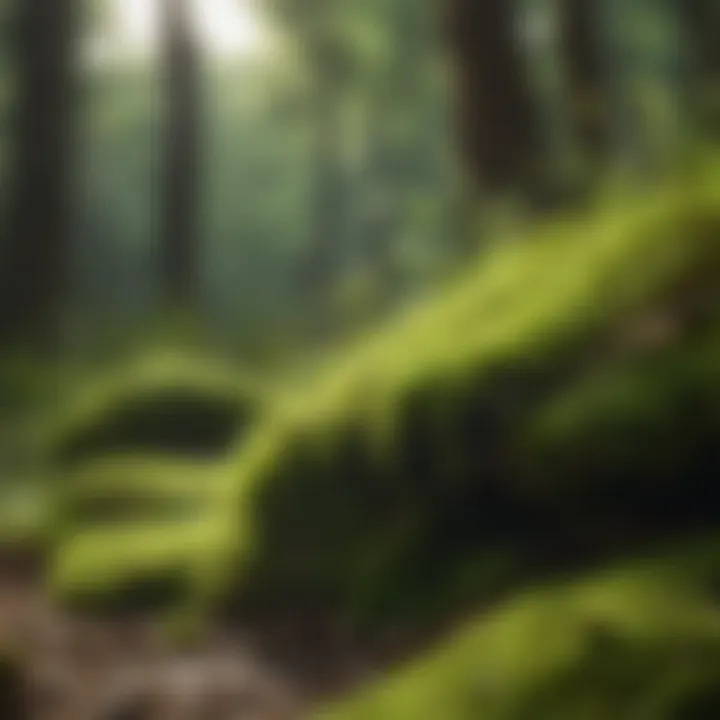 Close-up of moss thriving in shaded areas
