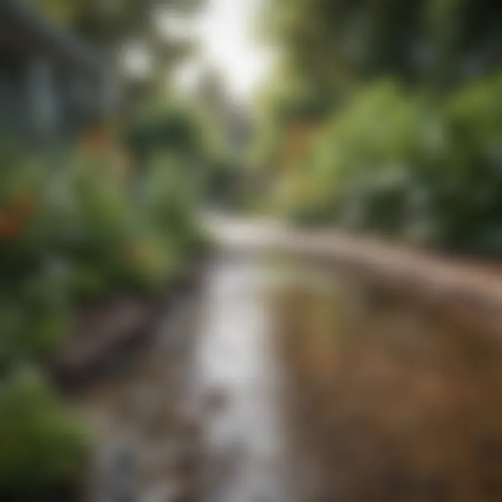 Close-up of a rain garden designed to absorb excess water