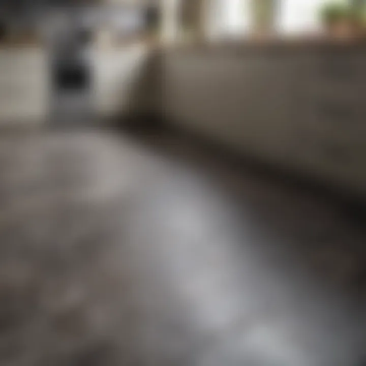 Close-up of textured vinyl flooring for kitchens