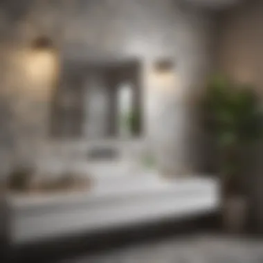 Chic Bathroom with Stylish Tile Backsplash Chic bathroom with stylish tile backsplash