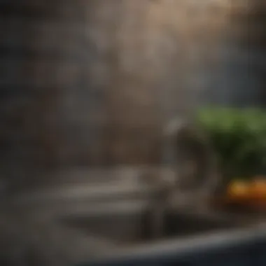 Detailed view of a backsplash installation