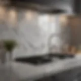 Luxurious kitchen backsplash in marble