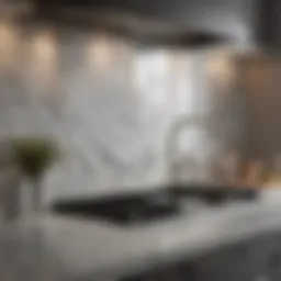 Luxurious kitchen backsplash in marble