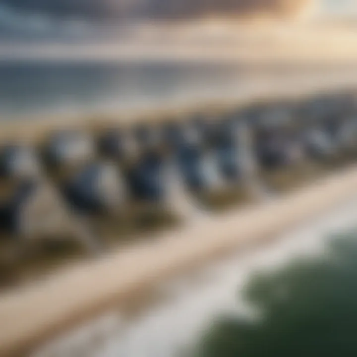 Aerial view of coastal communities with beachfront properties