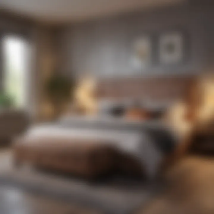 Illustration of bedroom layout with king size bed