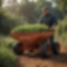 High-quality Bermuda seed spreader in action