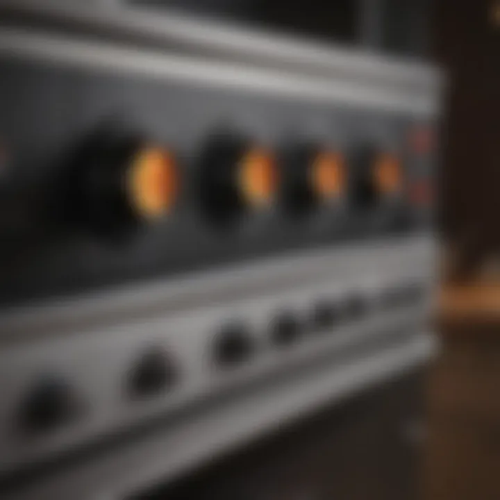 Close-up of oven control knobs and display