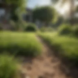 Lush green lawn thriving in sunlight