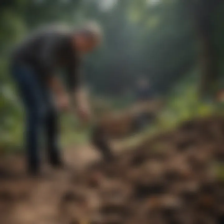 Gardeners assessing compost quality and consistency