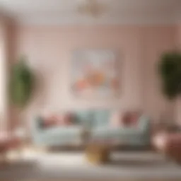 Elegant living room painted in soft pastel hues