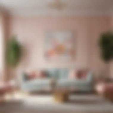 Elegant living room painted in soft pastel hues
