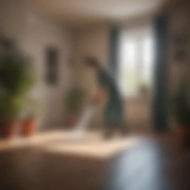 Person applying pesticide around the house