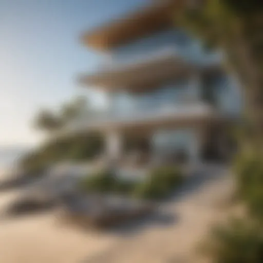 Scenic beach view with luxurious homes