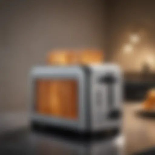 A sleek, modern toaster with multiple settings