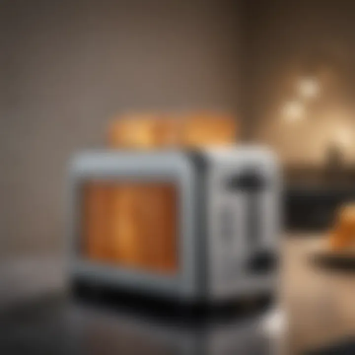 A sleek, modern toaster with multiple settings