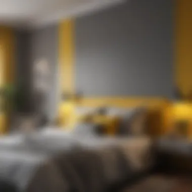 Yellow and gray color combination in bedroom