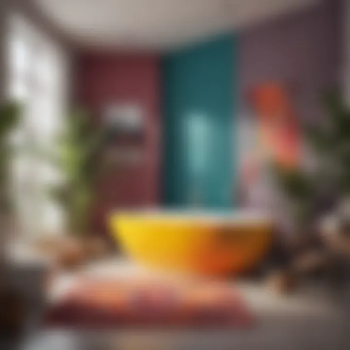 A beautifully arranged bathroom with colorful rugs and decor