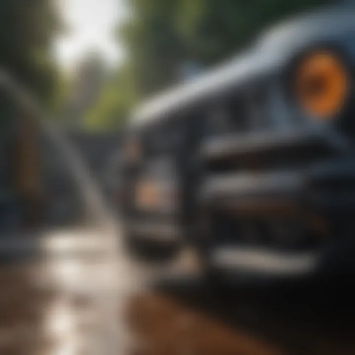Close-up of pressure washing equipment highlighting advanced technology.