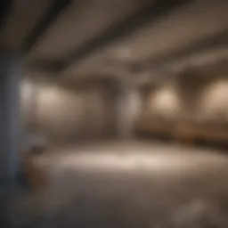 Architectural blueprint of a basement design