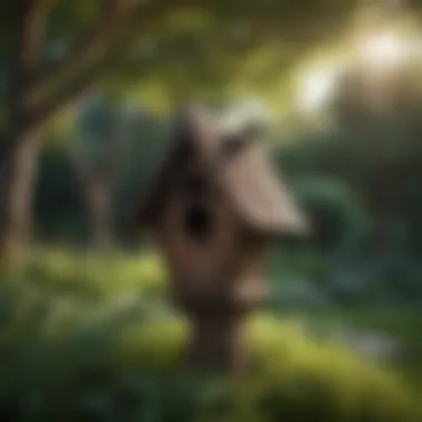 A beautifully constructed bat house in a serene garden setting