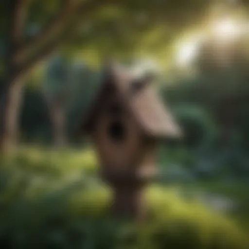 A beautifully constructed bat house in a serene garden setting