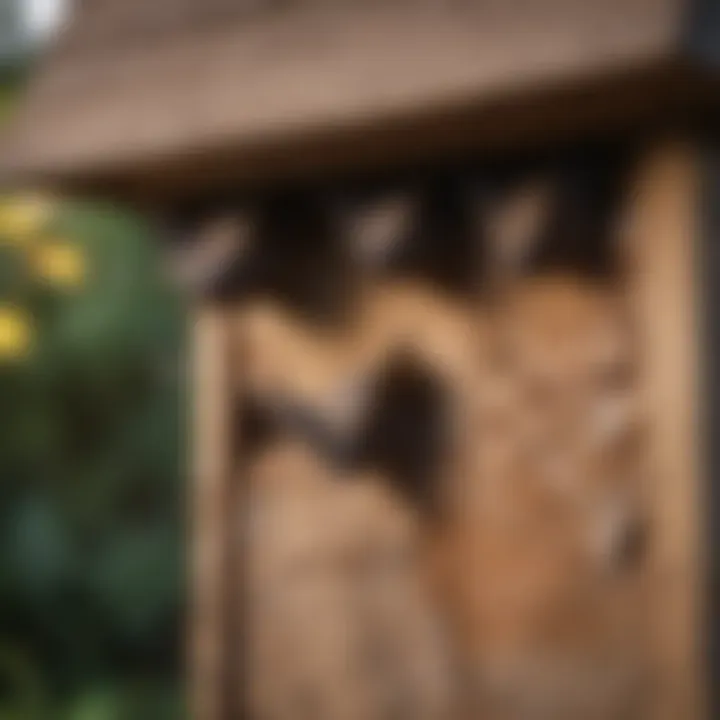 Wild bats emerging from a bat house at dusk