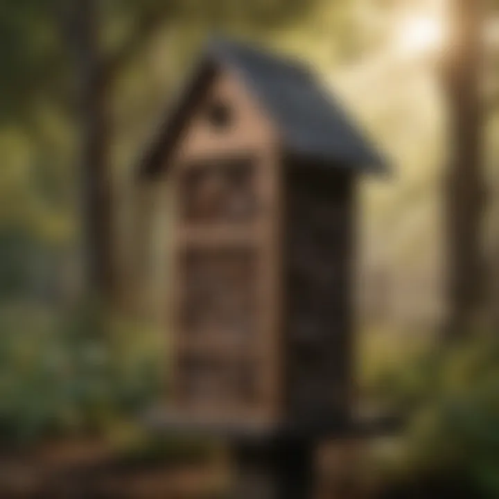 An instructional diagram showing placement of bat houses in yards