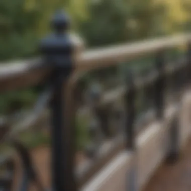 Detailed view of deck railing components
