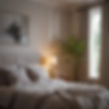 Decorative Elements in Bedroom Setting A serene bedroom setting capturing various decorative elements.