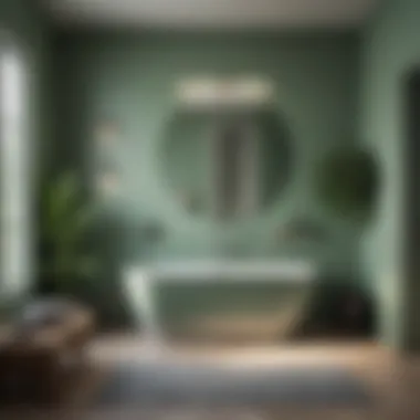 Muted Green Elegance in Bathroom Design Elegant bathroom featuring muted green tones and minimalist decor