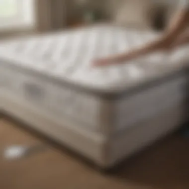 Person vacuuming a mattress to remove dust and debris