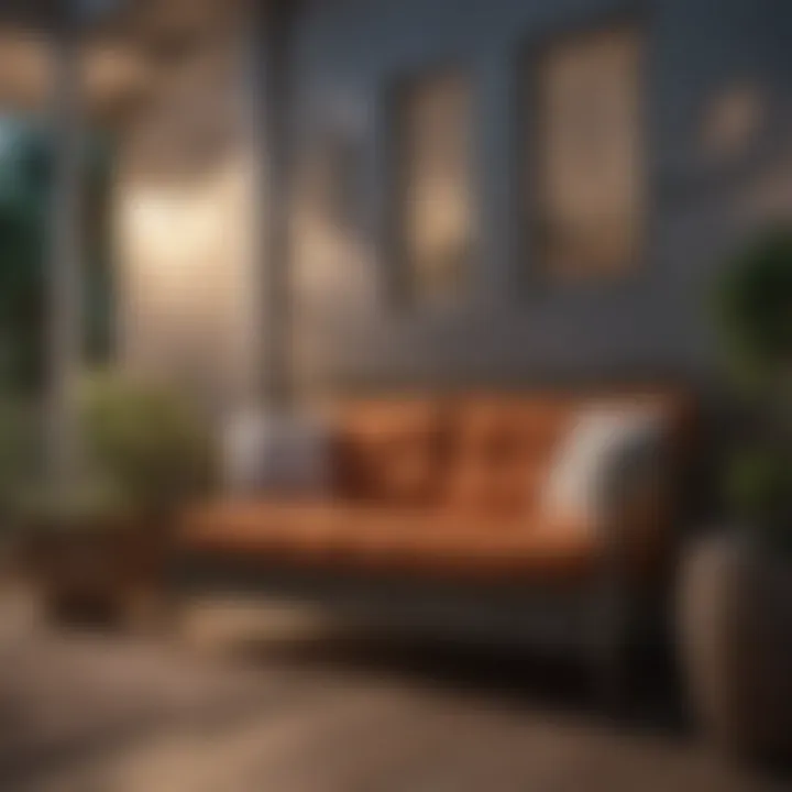 Porch sofa in a seasonal setting