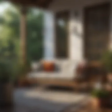 Stylish Outdoor Sofa on a Porch Stylish outdoor sofa on a porch