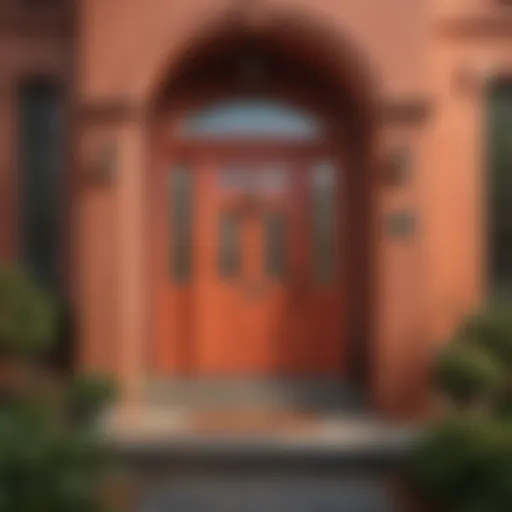 A beautifully painted front door in a vibrant hue that enhances the home's entrance.
