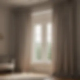 Elegant bay window adorned with layered curtains