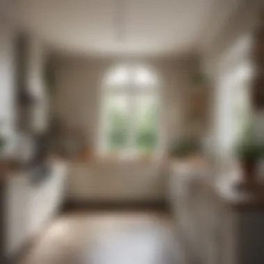 Serene Neutral Tones in Kitchen Space A serene kitchen painted in soft, neutral tones