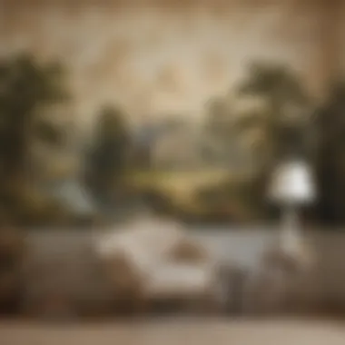 Toile Charm: Pastoral Scenes in Wallpaper Design Charming toile wallpaper depicting pastoral scenes and landscapes