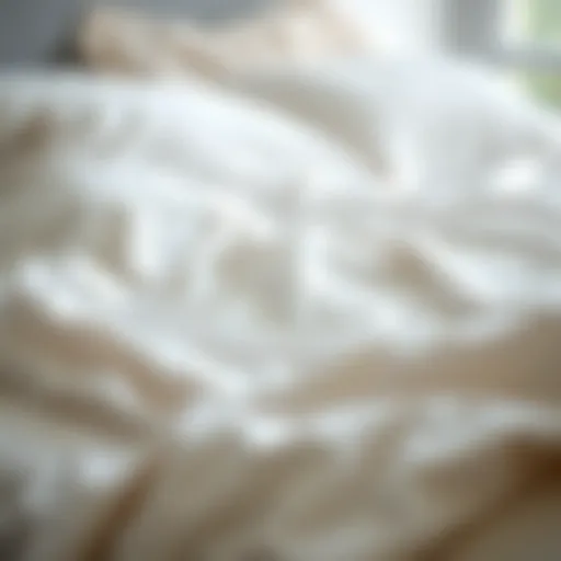 A close-up view of clean bed sheets on a neatly made bed