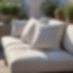 Bright white patio cushions before cleaning