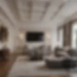 Elegant coffered wall panel design in a modern living space