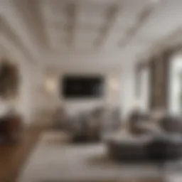 Elegant coffered wall panel design in a modern living space
