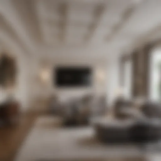 Elegant coffered wall panel design in a modern living space