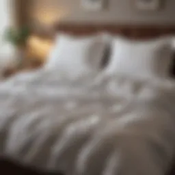 Cozy bedroom showcasing a stylish duvet and comforter on a neatly made bed.