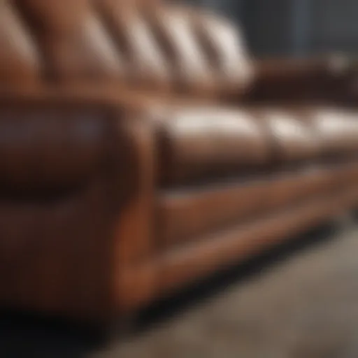 Exquisite leather couch with subtle imperfections