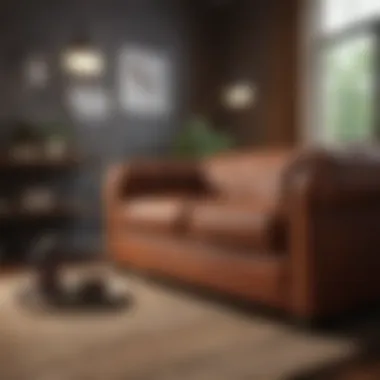 Stylish leather couch maintenance products displayed