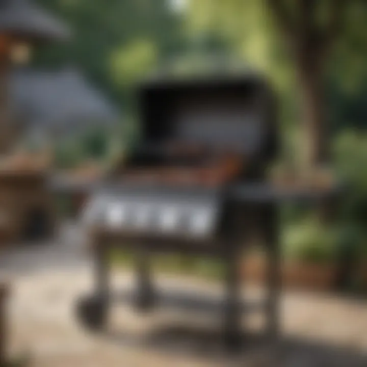 Elegant outdoor grilling setup with various grill types
